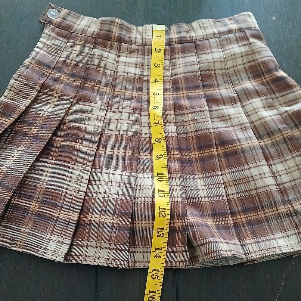 Vintage Plaid Pleated Mini Skirt/Skort Brown Size:Small Women's - Picture 3 of 7